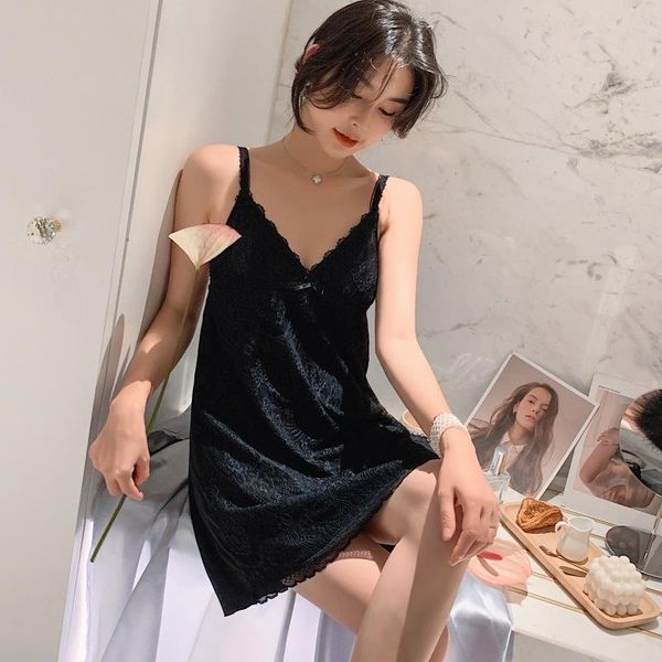women's sleepwear v-neck lingerie women nightdress black lace mini dress nightie nightgown night, Black;red
women's sleepwear v-neck lingerie women nightdress black lace mini dress nightie nightgown night, Black;red