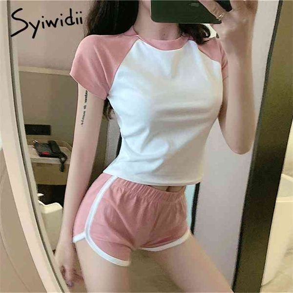 side striped 2 piece sets women t shirts crop elastic waist summer tracksuits cotton outfits sweatshirt jogger 210607, White
side striped 2 piece sets women t shirts crop elastic waist summer tracksuits cotton outfits sweatshirt jogger 210607, White