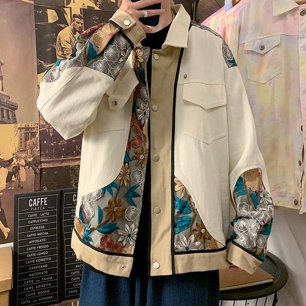 men's jackets khaki denim jacket spring and autumn fatty large size loose retro embroidery national trend chic fried street, Black;brown
men's jackets khaki denim jacket spring and autumn fatty large size loose retro embroidery national trend chic fried street, Black;brown