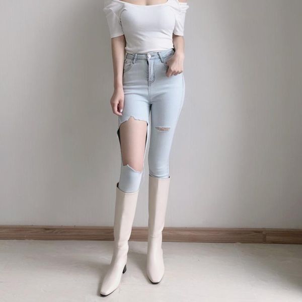 women's jeans womengaga thin high waist big hole skinny 2021 slim elastic hip raising quarter leggings trousers korean uivu, Blue
women's jeans womengaga thin high waist big hole skinny 2021 slim elastic hip raising quarter leggings trousers korean uivu, Blue