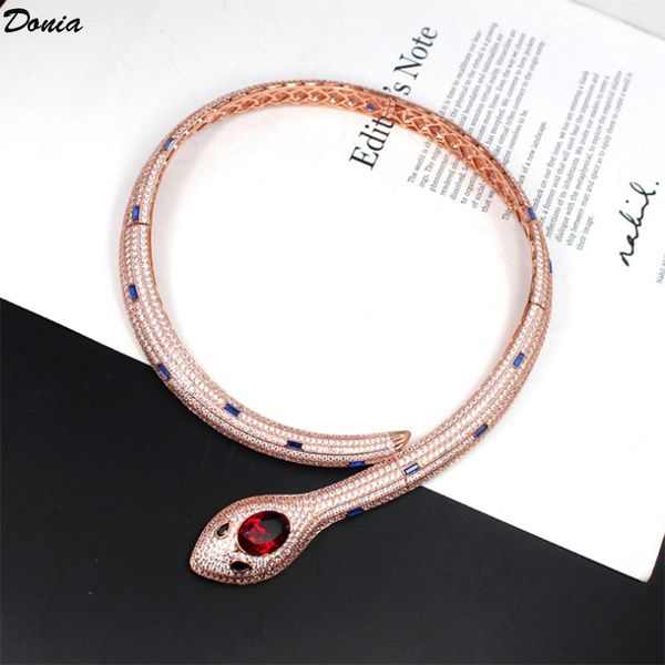 donia jewelry luxury necklace european and american fashion ferocious snake ruby copper micro-inlaid zircon designer gift, Silver
donia jewelry luxury necklace european and american fashion ferocious snake ruby copper micro-inlaid zircon designer gift, Silver