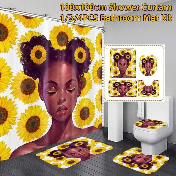 african american pretty girl black woman sunflowers shower curtains set waterproof bathroom shower curtain kit bathtub decor
african american pretty girl black woman sunflowers shower curtains set waterproof bathroom shower curtain kit bathtub decor