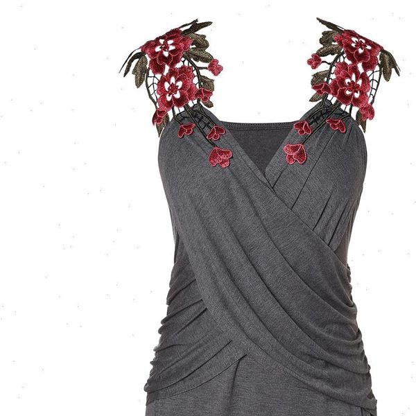 women criss cross plus size 5xl lace appliques vest v neck sleeveless ruched solid casual tank ladies summer tank top, White
women criss cross plus size 5xl lace appliques vest v neck sleeveless ruched solid casual tank ladies summer tank top, White