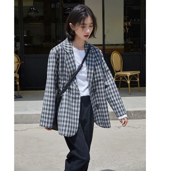 manner of female wool 2021 autumn and new winter all-match cute british girl plaid jacket xvz2, White;black
manner of female wool 2021 autumn and new winter all-match cute british girl plaid jacket xvz2, White;black