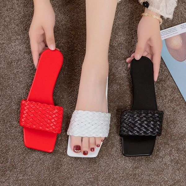 weaving beach slippers women summer casual open toe flat heel red pu leather sandals woman comfort outdoor slides mujer, Black
weaving beach slippers women summer casual open toe flat heel red pu leather sandals woman comfort outdoor slides mujer, Black