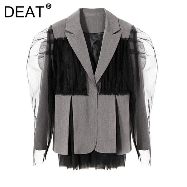 women's suits & blazers deat 2021 spring and autumn fashion casual long sleeve patchwork loose lace mesh stitching blazer coat female s, White;black 
women's suits & blazers deat 2021 spring and autumn fashion casual long sleeve patchwork loose lace mesh stitching blazer coat female s, White;black