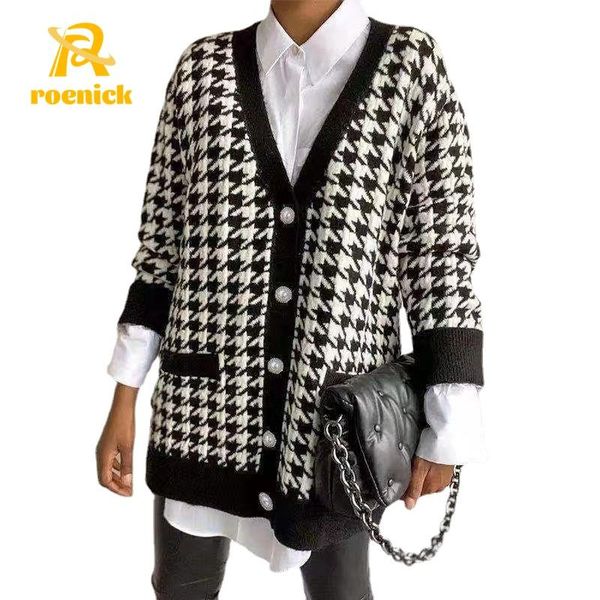 women's knits & tees roenick women v-neck button black houndstooth cardigan long sleeve sweaters autumn winter knitted loose oversized, White
women's knits & tees roenick women v-neck button black houndstooth cardigan long sleeve sweaters autumn winter knitted loose oversized, White