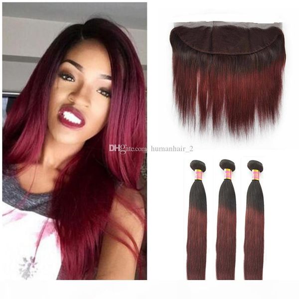 wine red ombre peruvian human hair with frontal silky straight 1b 99j burgundy ombre 13x4 lace frontal closure with 3 bundles 4pcs lot, Black;brown
wine red ombre peruvian human hair with frontal silky straight 1b 99j burgundy ombre 13x4 lace frontal closure with 3 bundles 4pcs lot, Black;brown