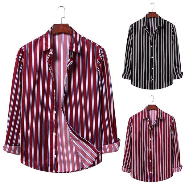 men's casual shirts lapel striped blouse long-sleeved contrast shirt men, White;black
men's casual shirts lapel striped blouse long-sleeved contrast shirt men, White;black