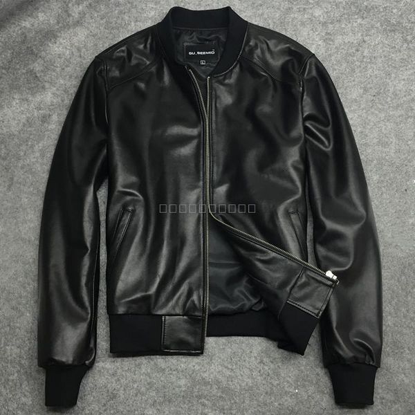 men's leather & faux coat sheepskin real genuine cow jacket men plus size bomber chaqueta cuero hombre lc-2002 kj2289, Black
men's leather & faux coat sheepskin real genuine cow jacket men plus size bomber chaqueta cuero hombre lc-2002 kj2289, Black