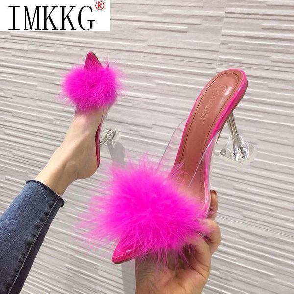 slippers 2021 summer women's sweet shoes sandals pvc transparent feather high heels fur pointed toe size 43, Black
slippers 2021 summer women's sweet shoes sandals pvc transparent feather high heels fur pointed toe size 43, Black