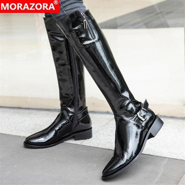boots morazora 2021 genuine leather footwear women knee high buckle zip winter riding thick heel ladies shoes, Black
boots morazora 2021 genuine leather footwear women knee high buckle zip winter riding thick heel ladies shoes, Black
