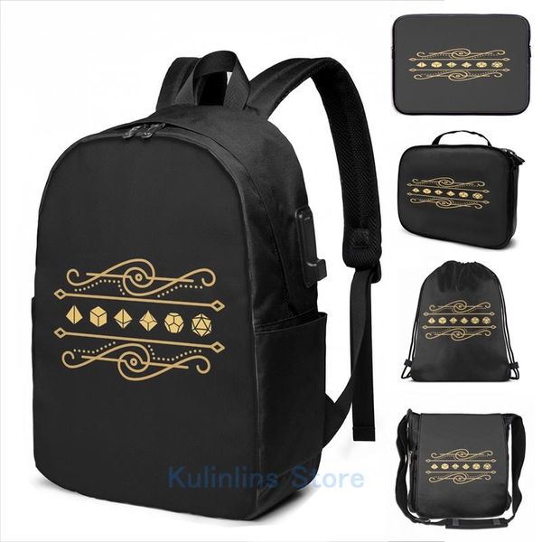 backpack funny graphic print musical gold polyhedral dice set of the bard usb charge men school bags women bag travel laptop
backpack funny graphic print musical gold polyhedral dice set of the bard usb charge men school bags women bag travel laptop
