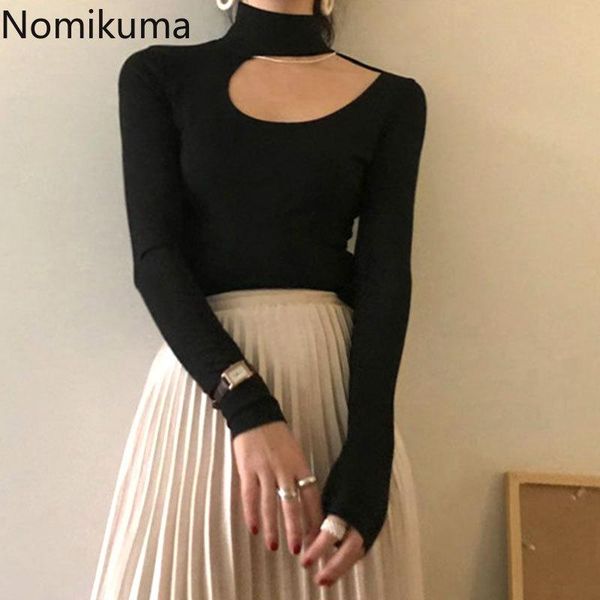 women's t-shirt nomikuma turtleneck long sleeve t shirt women hollow out slim fit solid color casual basic tshirts female korean style, White
women's t-shirt nomikuma turtleneck long sleeve t shirt women hollow out slim fit solid color casual basic tshirts female korean style, White