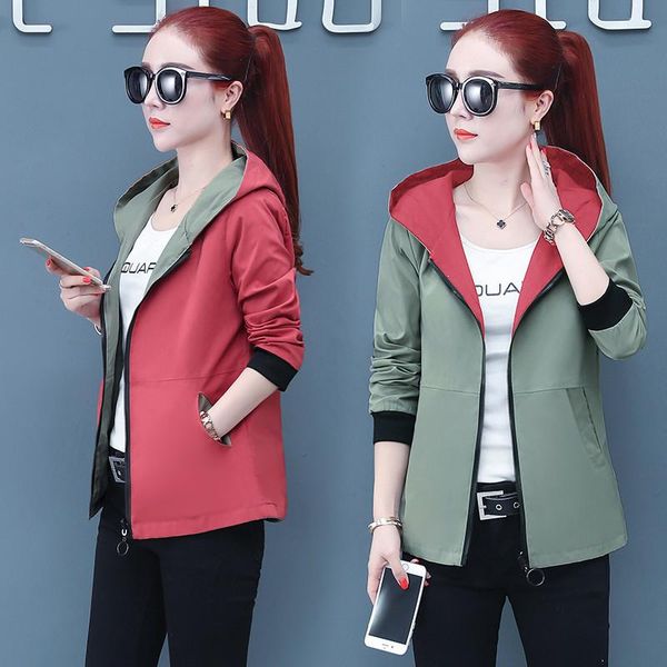 women's jackets summer autumn causal windbreaker reversible baseball coats zipper lightweight bomber famale hooded, Black;brown
women's jackets summer autumn causal windbreaker reversible baseball coats zipper lightweight bomber famale hooded, Black;brown