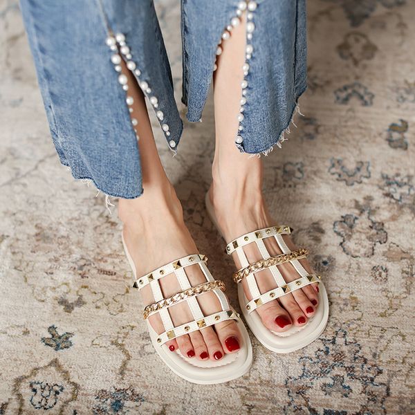 slippers 5365-1 slippers women's summer chain rivet net red gentle fairy flat bottom student roman shoes z30v, Black
slippers 5365-1 slippers women's summer chain rivet net red gentle fairy flat bottom student roman shoes z30v, Black