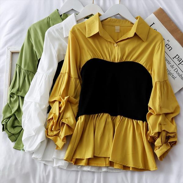 korean hit color patchwork fashion women shirt turn down collar casual spring summer mujer blusas, White
korean hit color patchwork fashion women shirt turn down collar casual spring summer mujer blusas, White