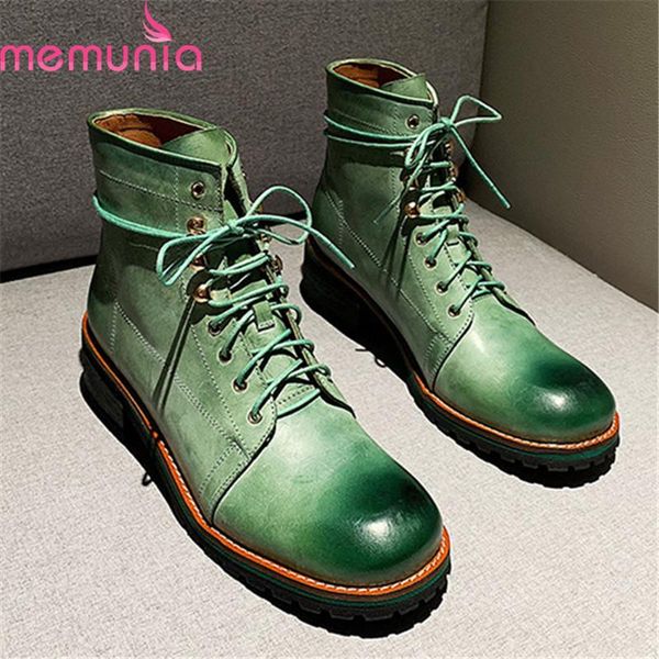 boots memunia 2021 big size 33-43 fashion ankle genuine leather med heels round toe lace up autumn winter women, Black
boots memunia 2021 big size 33-43 fashion ankle genuine leather med heels round toe lace up autumn winter women, Black