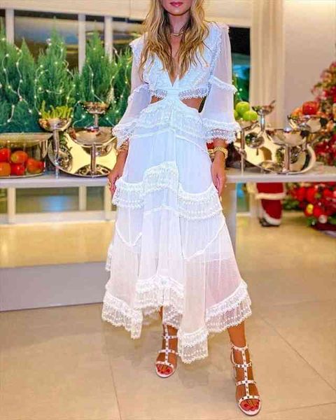women fashion long-sleeved dress lace vintage white boho v-neck hollow party dresses backless ladies dress, Black;gray
women fashion long-sleeved dress lace vintage white boho v-neck hollow party dresses backless ladies dress, Black;gray