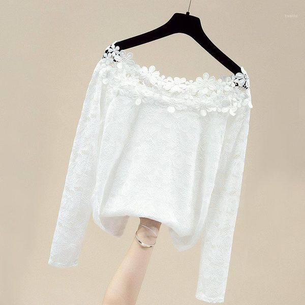 long sleeve hollow lace blouse shirt women blusas mujer de moda 2021 slash neck and bloues d747 women's blouses & shirts, White
long sleeve hollow lace blouse shirt women blusas mujer de moda 2021 slash neck and bloues d747 women's blouses & shirts, White