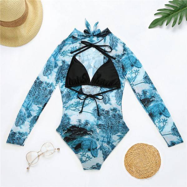 2021 new mesh long sleeve swimwear women one piece swimsuit female print bodysuit bathing suits summer beach wear monokini, Black
2021 new mesh long sleeve swimwear women one piece swimsuit female print bodysuit bathing suits summer beach wear monokini, Black