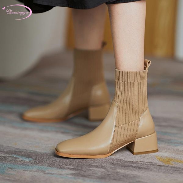 boots casual style square toe genuine leather ankle stretch knitting high-heeled chunky motorcycle women's shoes big size, Black
boots casual style square toe genuine leather ankle stretch knitting high-heeled chunky motorcycle women's shoes big size, Black