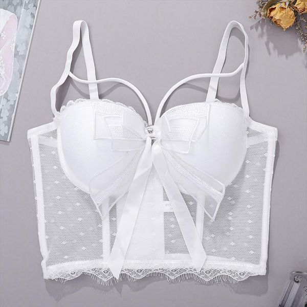 lace camisole sequined bowknot perspective womens cami crop bustier bra night club party tank with steel ring y838, White
lace camisole sequined bowknot perspective womens cami crop bustier bra night club party tank with steel ring y838, White