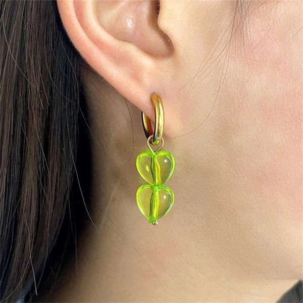 hoop & huggie green heart pendant stainless steel earrings for women classic gold color metal small circle fashion y2k jewelry, Golden;silver
hoop & huggie green heart pendant stainless steel earrings for women classic gold color metal small circle fashion y2k jewelry, Golden;silver