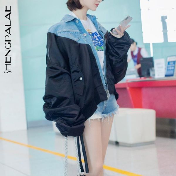 women's jackets shengpalae 2021 winter patchwork denim jacket turn-down collar long sleeve personality loose women korean fashion coat, Black;brown
women's jackets shengpalae 2021 winter patchwork denim jacket turn-down collar long sleeve personality loose women korean fashion coat, Black;brown