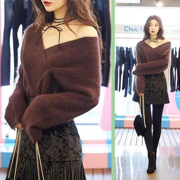 women's sweaters deep v-neck sweater women long sleeve solid knitted pullover autumn winter 2021 lazy style white warm thick, White;black
women's sweaters deep v-neck sweater women long sleeve solid knitted pullover autumn winter 2021 lazy style white warm thick, White;black