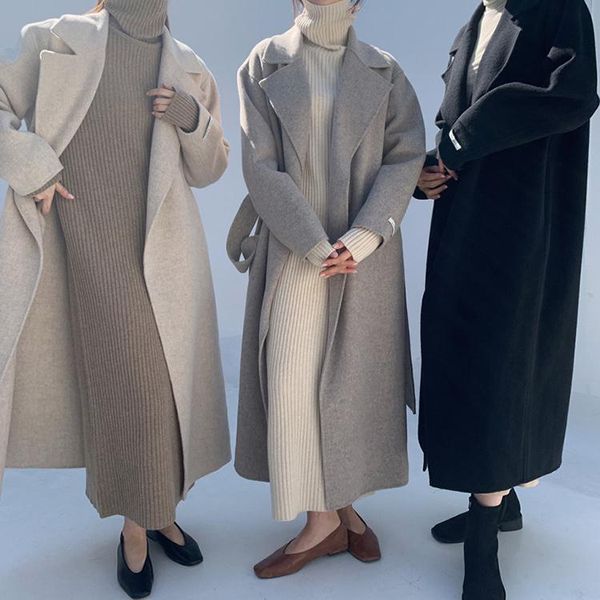 women's trench coats korean coat chic autumn french lapel loose lace up waist over knee long cardigan tweed, Tan;black
women's trench coats korean coat chic autumn french lapel loose lace up waist over knee long cardigan tweed, Tan;black