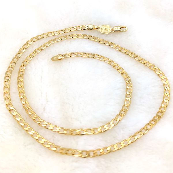 24 k yellow gold solid fine gf curb necklace cuban chain link long stamped they can be worn on their own or with a pendant, Silver
24 k yellow gold solid fine gf curb necklace cuban chain link long stamped they can be worn on their own or with a pendant, Silver