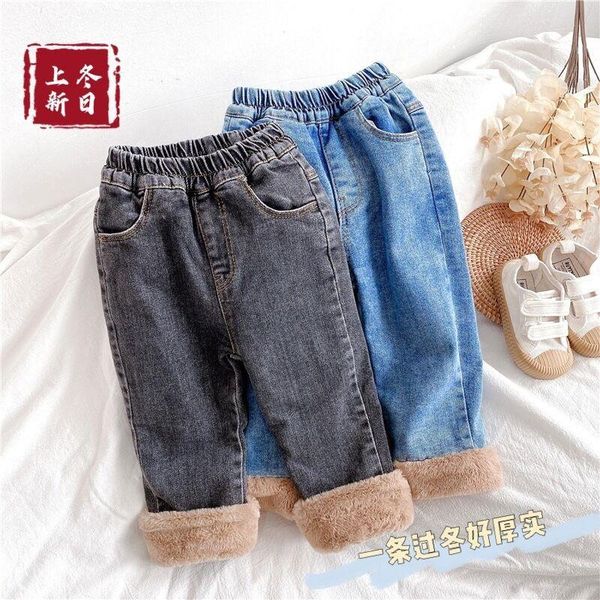 winter new kids thicken jeans 2-7 years baby girls plus velvet denim pants casual solid elastic waist warm trousers for girls, Blue
winter new kids thicken jeans 2-7 years baby girls plus velvet denim pants casual solid elastic waist warm trousers for girls, Blue