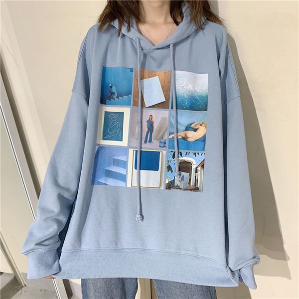 2021 new college style loose oil painting print side slit hooded fall shoulder sleeve fashion sweatshirt cqh4, Black
2021 new college style loose oil painting print side slit hooded fall shoulder sleeve fashion sweatshirt cqh4, Black