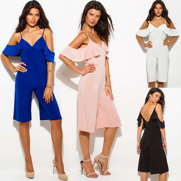 summer new women's deep v off shoulder high waist jumpsuit 1382, Black;white
summer new women's deep v off shoulder high waist jumpsuit 1382, Black;white