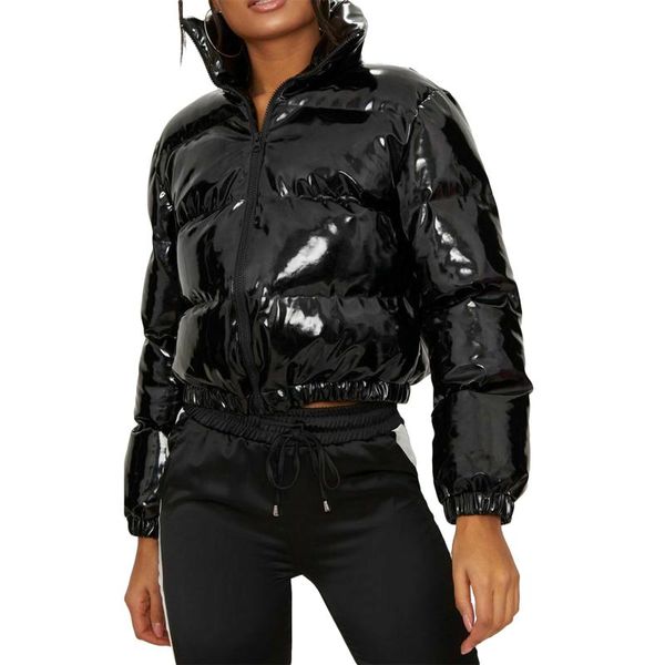 women's jackets wsevypo winter women padded solid color warm long sleeve stand collar metallic cropped down punk style outwear, Black;brown
women's jackets wsevypo winter women padded solid color warm long sleeve stand collar metallic cropped down punk style outwear, Black;brown