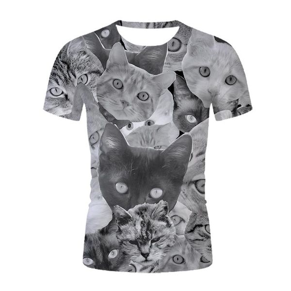 women's t-shirt ladies summer fashion short sleeve shirt cute 3d animal cat pattern streetwear men's t-shirts top, White
women's t-shirt ladies summer fashion short sleeve shirt cute 3d animal cat pattern streetwear men's t-shirts top, White
