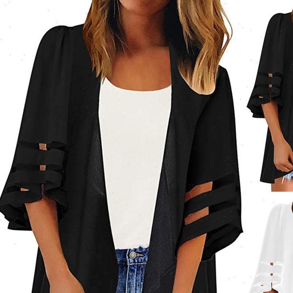women chiffon kimono cardigan boho 3 4 bell sleeve long blouse solid side split perspective shirt summer cover up beach k20, White
women chiffon kimono cardigan boho 3 4 bell sleeve long blouse solid side split perspective shirt summer cover up beach k20, White