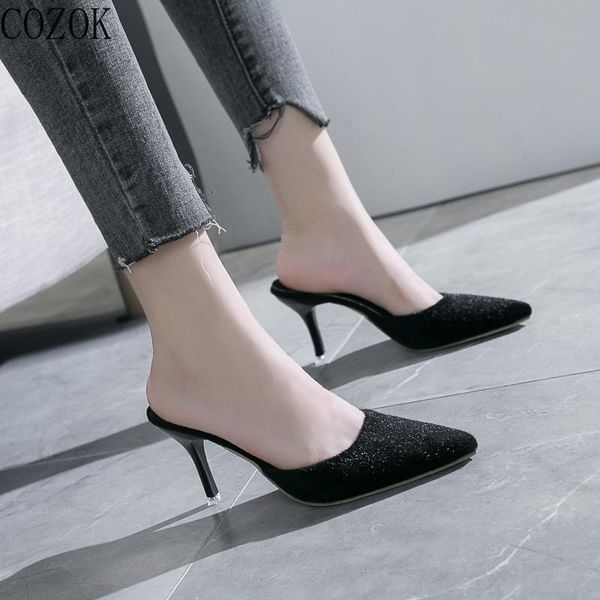 spring women's high-heel slippers mature women's shoes fashion all-match outer wear slippers 2021, Black
spring women's high-heel slippers mature women's shoes fashion all-match outer wear slippers 2021, Black