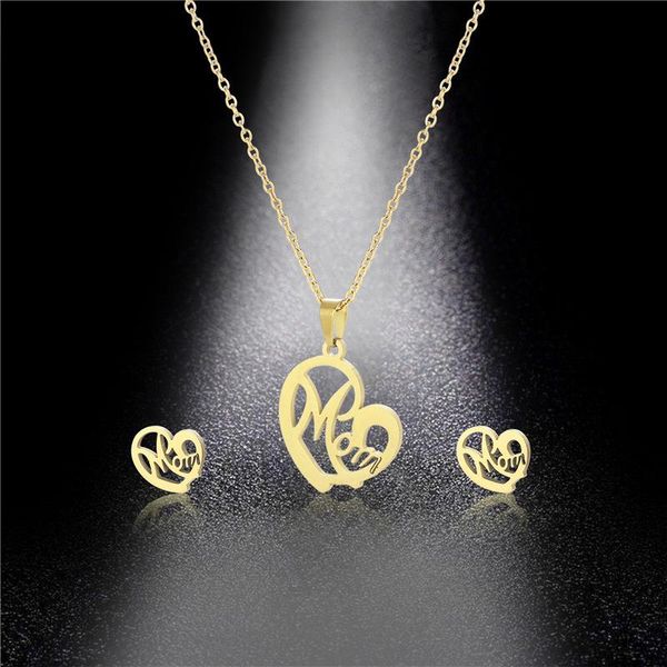 earrings & necklace 2021 trend mom letter heart for women stainless steel charms pendant on neck jewelry gift mother's day, Silver
earrings & necklace 2021 trend mom letter heart for women stainless steel charms pendant on neck jewelry gift mother's day, Silver
