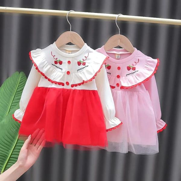 girl's dresses girl long sleeved mbroidery strawberry gauze dress spring autumn sweet clothes for 0-4 years old toddlers baby clothing, Red;yellow
girl's dresses girl long sleeved mbroidery strawberry gauze dress spring autumn sweet clothes for 0-4 years old toddlers baby clothing, Red;yellow