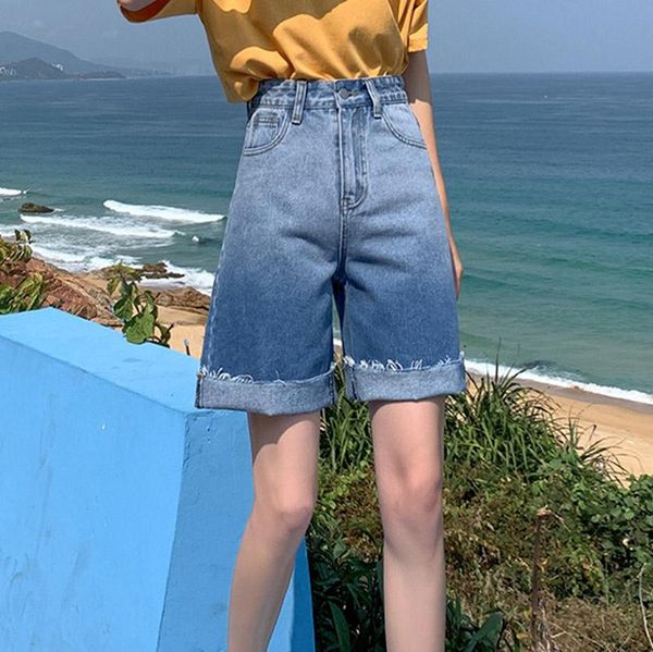 women's shorts gradient denim summer women high waist button wigh leg jeans casual female loose fit blue, White;black
women's shorts gradient denim summer women high waist button wigh leg jeans casual female loose fit blue, White;black
