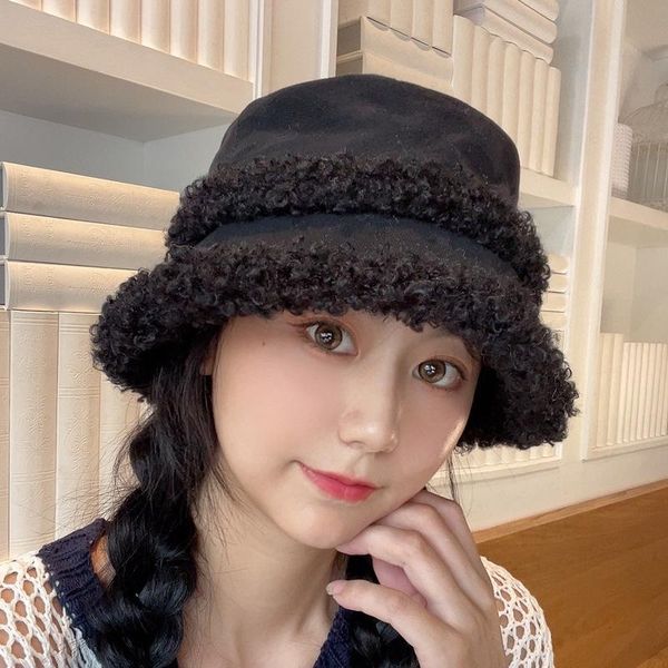 wide brim hats 2021 autumn winter for women fashion bucket hat lamb plush hair warm basin cap velvet ear protector fisherman, Blue;gray
wide brim hats 2021 autumn winter for women fashion bucket hat lamb plush hair warm basin cap velvet ear protector fisherman, Blue;gray