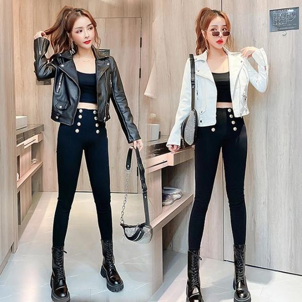 women's two piece pants women 2021 spring autumn streetwear suit set female faux leather short jacket + pencil casual three outfits c35, White
women's two piece pants women 2021 spring autumn streetwear suit set female faux leather short jacket + pencil casual three outfits c35, White
