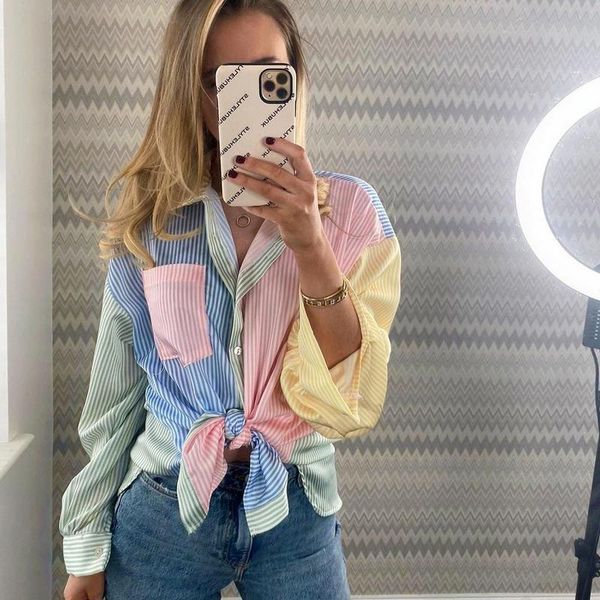 women's blouses & shirts 2021 summer stripe splicing women lapel loose chemises femme long sleeve lady shirt fashion designer womens, White
women's blouses & shirts 2021 summer stripe splicing women lapel loose chemises femme long sleeve lady shirt fashion designer womens, White