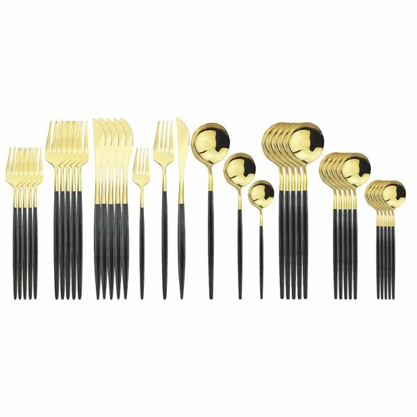36pcs black gold cutlery set 18/10 stainless steel gold dinnerware home western spoon fork knife steak dinnerware tableware set
36pcs black gold cutlery set 18/10 stainless steel gold dinnerware home western spoon fork knife steak dinnerware tableware set