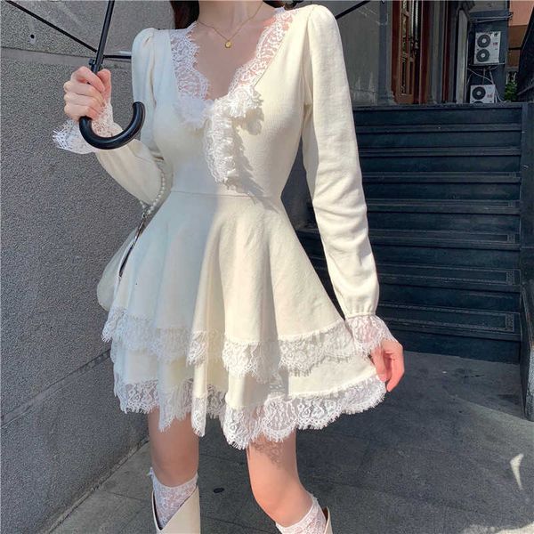 casual dresses knitted female v collar lace stitched long-sleeved princess autumn/winter temperament waist akk1, Black;gray
casual dresses knitted female v collar lace stitched long-sleeved princess autumn/winter temperament waist akk1, Black;gray