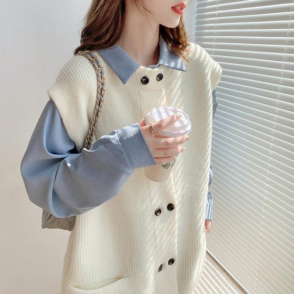 women's vests vest women's autumn 2021 korean version of loose thickened double-breasted knit cardigan, Black;white
women's vests vest women's autumn 2021 korean version of loose thickened double-breasted knit cardigan, Black;white