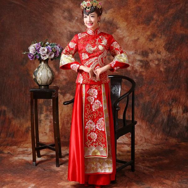 ethnic clothing fashion women phoenix embroidery cheongsam long qipao chinese traditional wedding dress loose vintage dresses vestido orient, Red
ethnic clothing fashion women phoenix embroidery cheongsam long qipao chinese traditional wedding dress loose vintage dresses vestido orient, Red