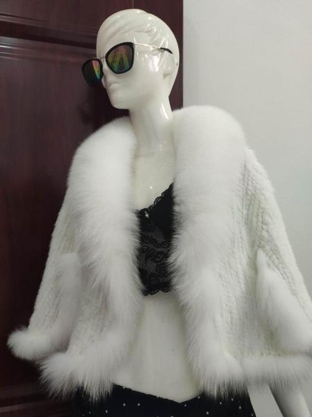 women's fur & faux elegance real collar mink knitted wraps coat poncho knit cape, Black
women's fur & faux elegance real collar mink knitted wraps coat poncho knit cape, Black